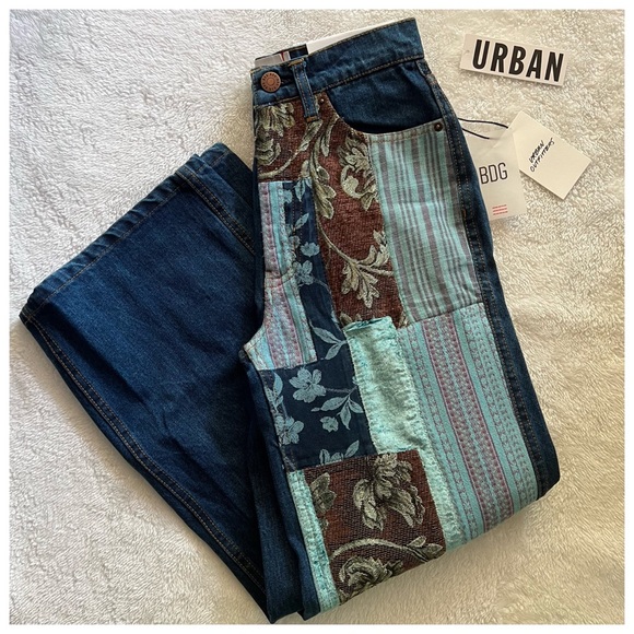 BDG Patchwork high rise, wide leg, denim jeans - Picture 3 of 13